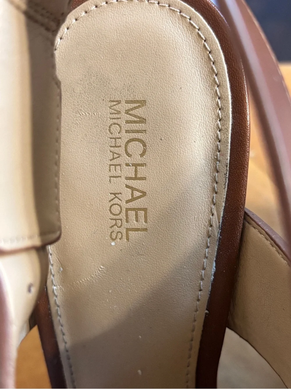 Michael Kors Brown Leather Platform Open-Toe Sandals